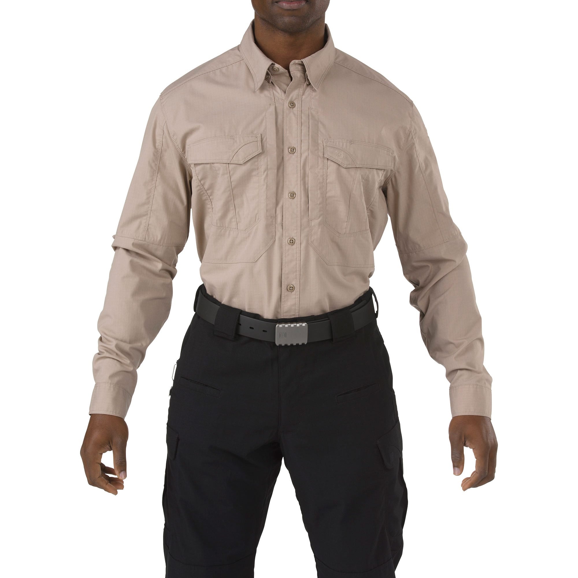 5.11 Stryke Long Sleeve Shirt i Khaki, långärmad skjorta med pennfickor.