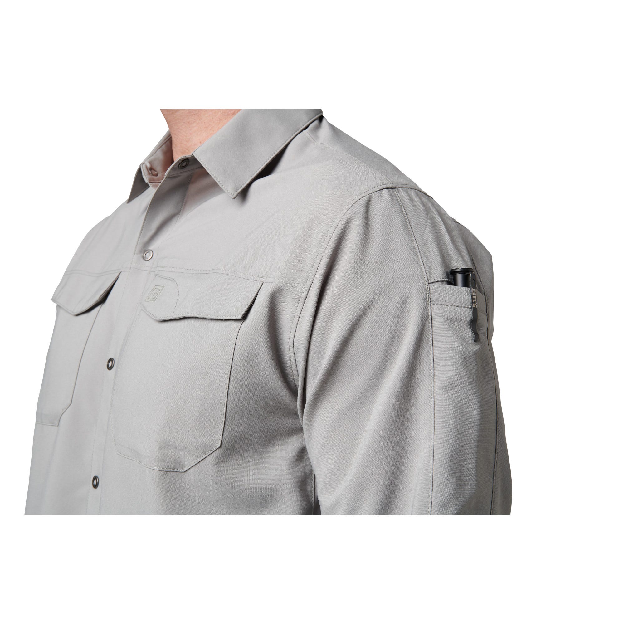 5.11 Tactical Freedom Flex Long Sleeve Shirt i Tank Green, långärmad skjorta med utility-fickor