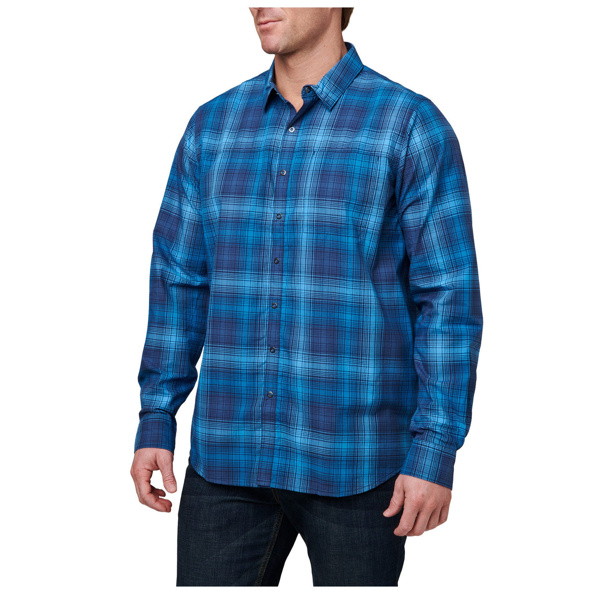5.11 Igor Plaid Long Sleeve Shirt långärmad skjorta i Pacific Navy Plaid
