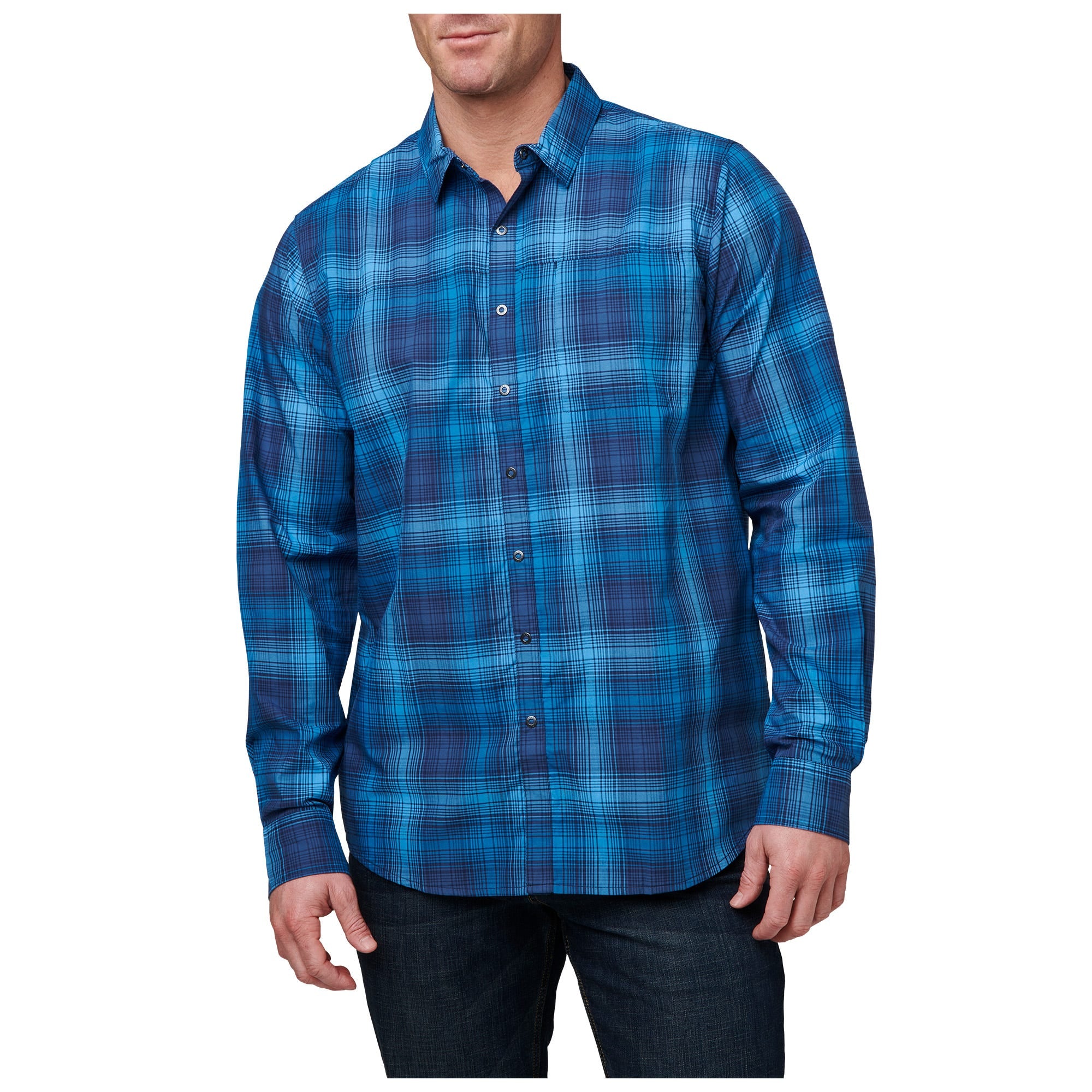 5.11 Igor Plaid Long Sleeve Shirt långärmad skjorta i Pacific Navy Plaid