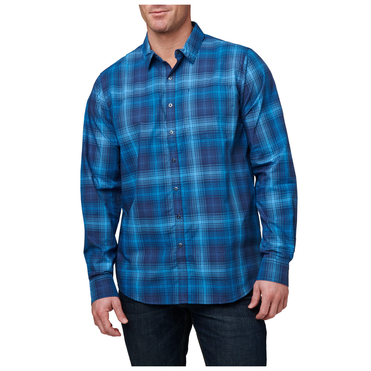 5.11 Igor Plaid Long Sleeve Shirt långärmad skjorta i Pacific Navy Plaid