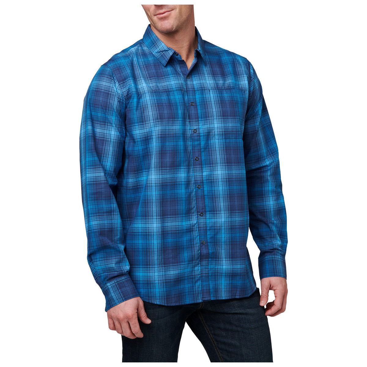 5.11 Igor Plaid Long Sleeve Shirt långärmad skjorta i Pacific Navy Plaid