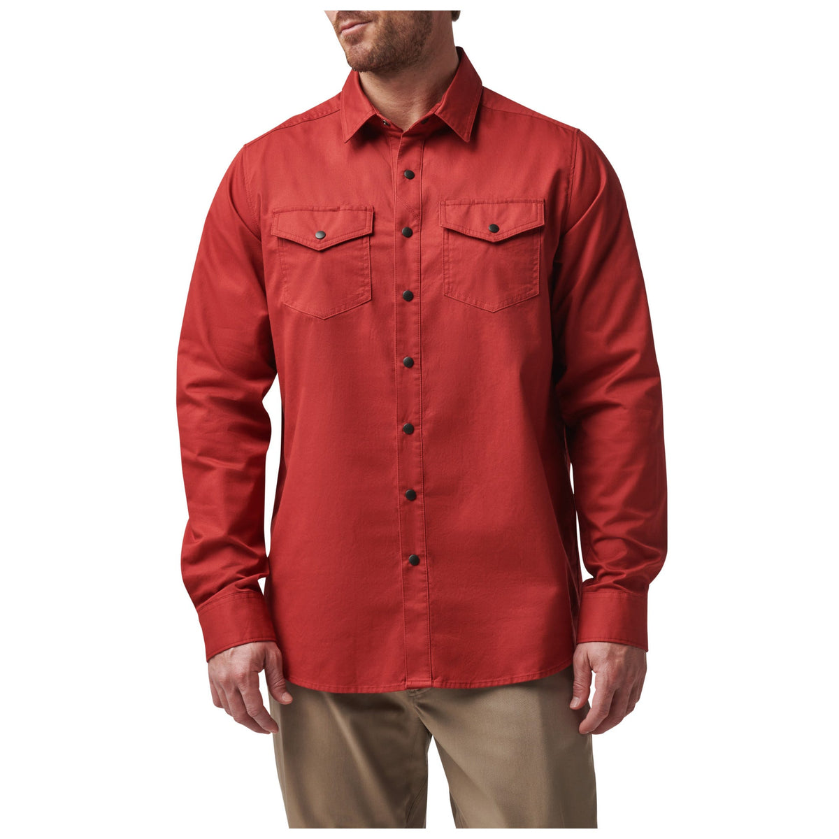 5.11 Gunner Solid långärmad skjorta i Red Bourbon