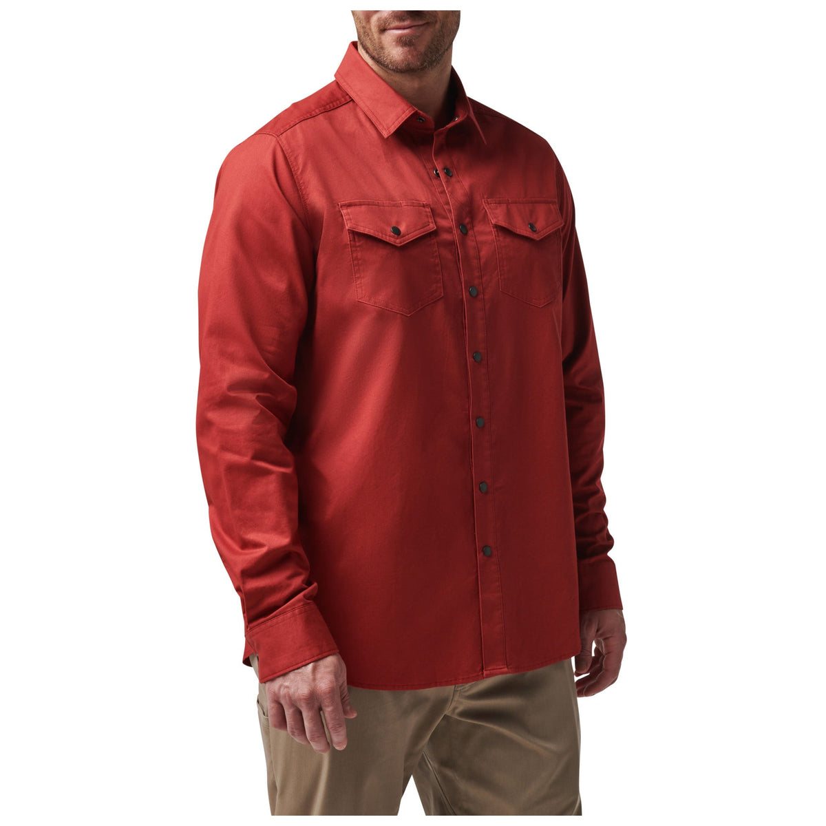 5.11 Gunner Solid långärmad skjorta i Red Bourbon