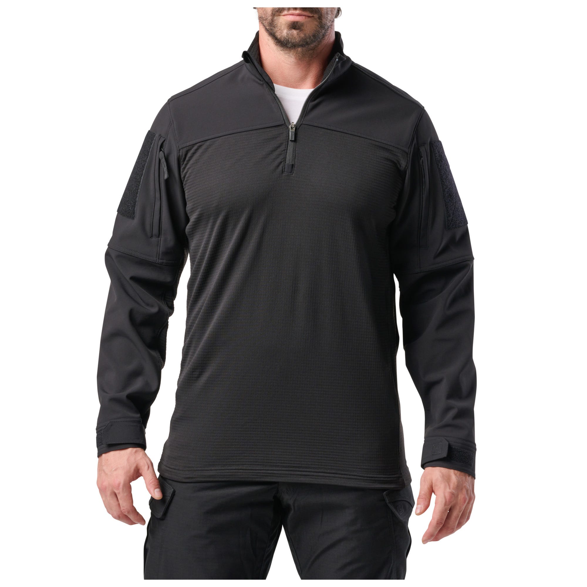 5.11 Cold Weather Rapid Ops Shirt i Black med kvartslång dragkedja