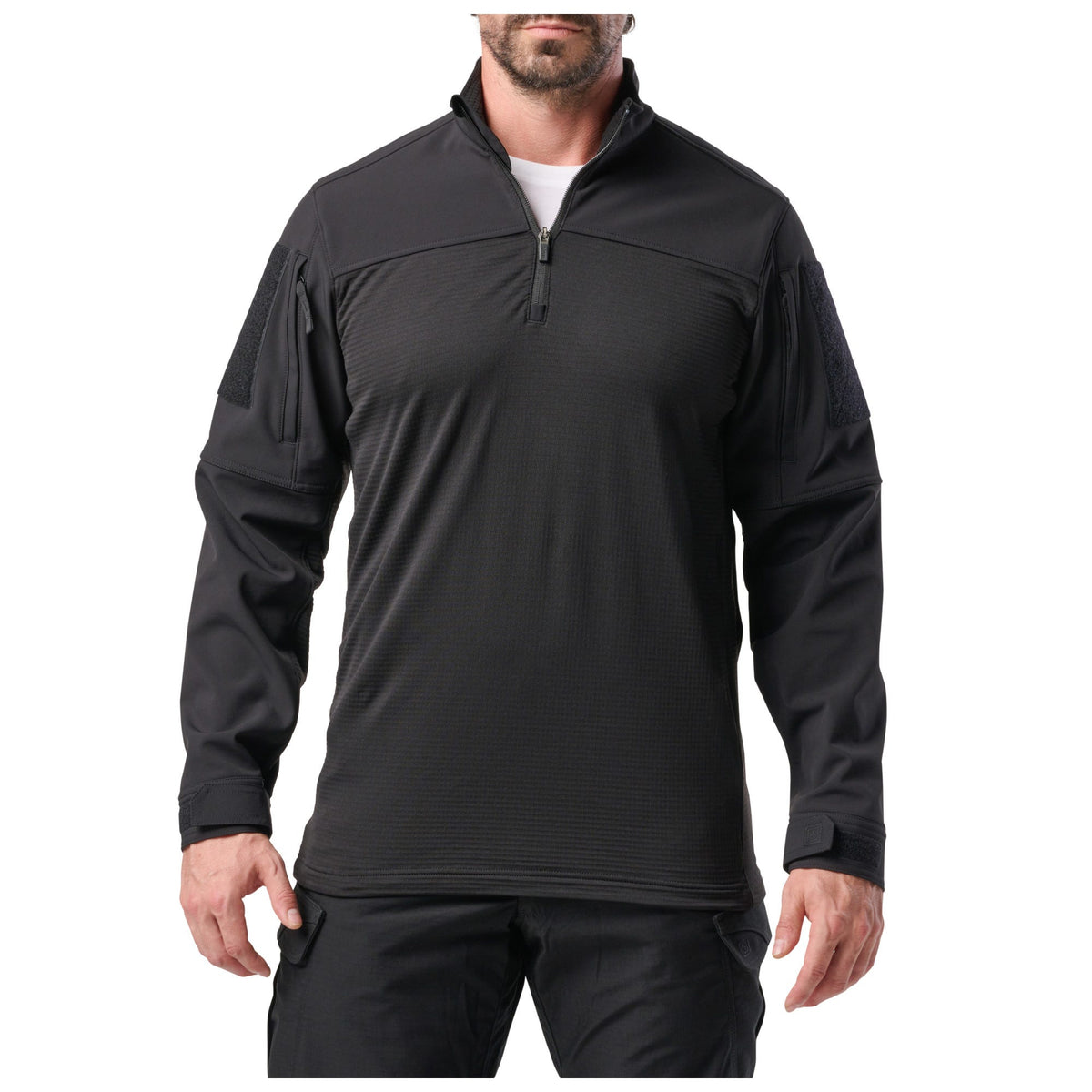 5.11 Cold Weather Rapid Ops Shirt i Black med kvartslång dragkedja