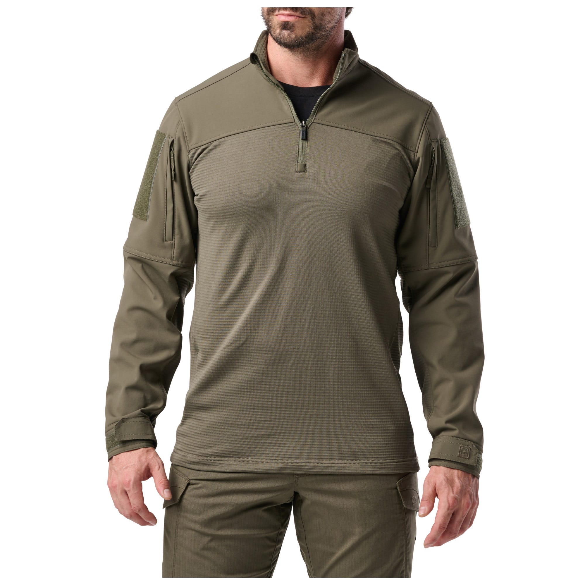 5.11 Cold Weather Rapid Ops Shirt i Ranger Green med kvartslång dragkedja