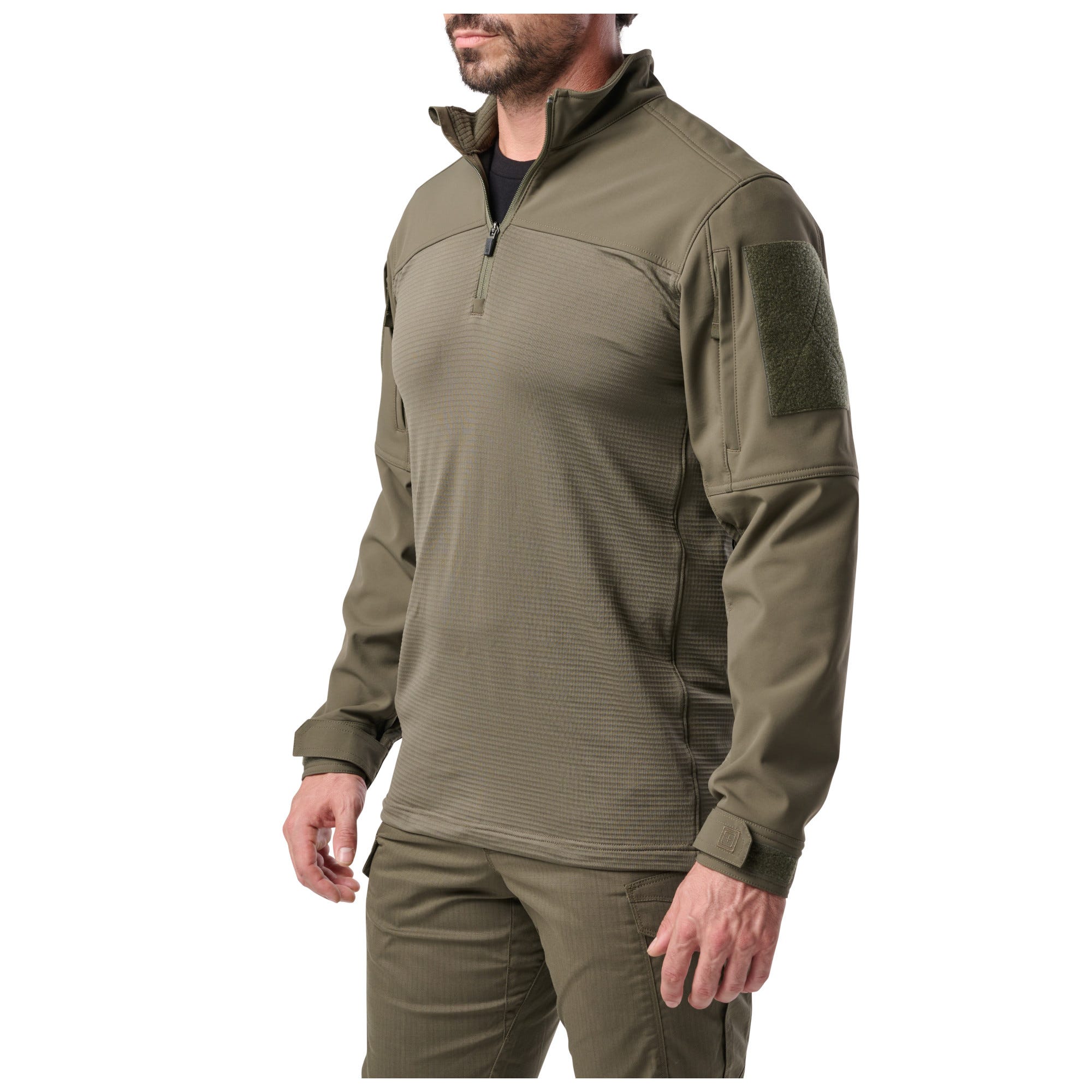 5.11 Cold Weather Rapid Ops Shirt i Ranger Green med kvartslång dragkedja