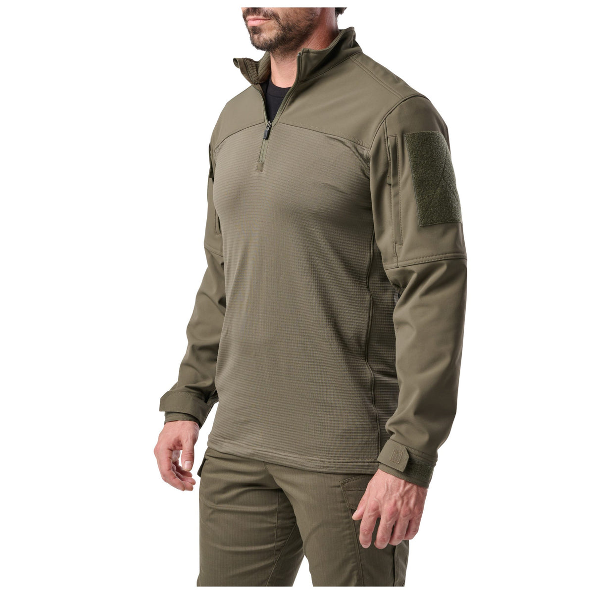 5.11 Cold Weather Rapid Ops Shirt i Ranger Green med kvartslång dragkedja