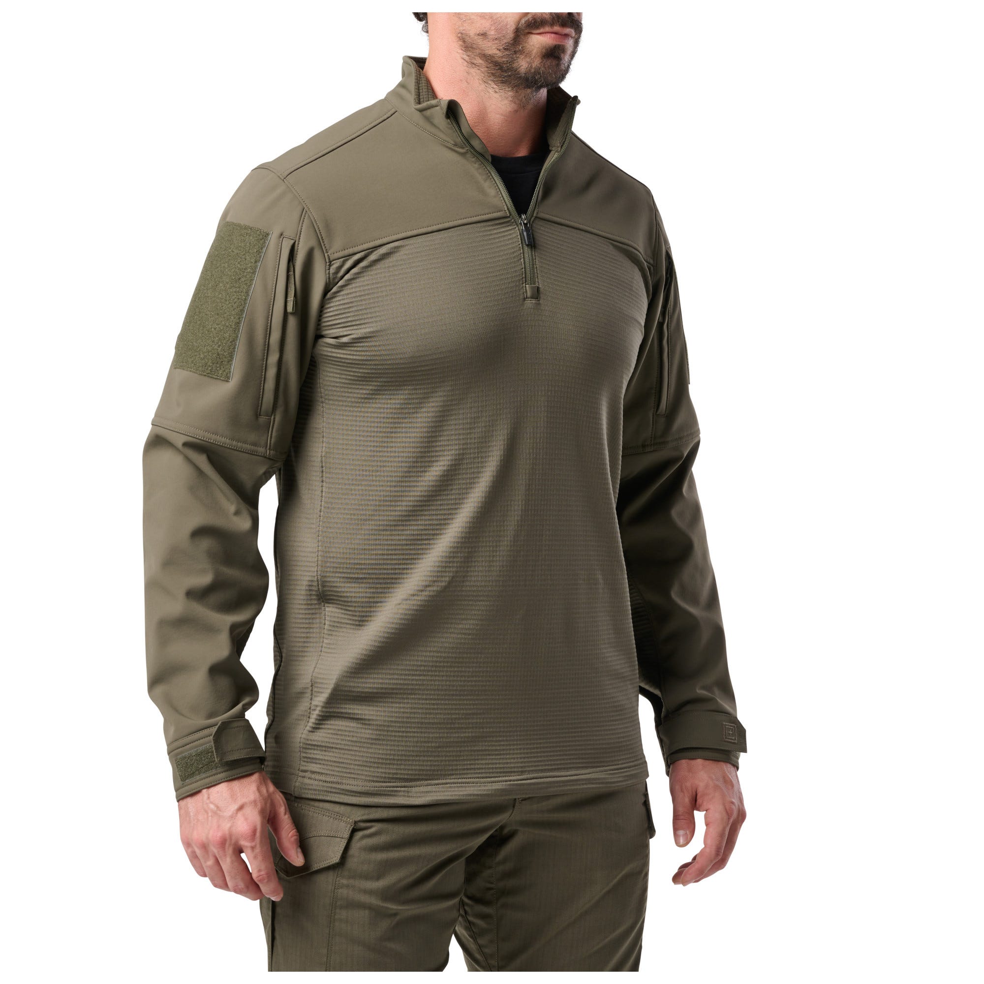 5.11 Cold Weather Rapid Ops Shirt i Ranger Green med kvartslång dragkedja