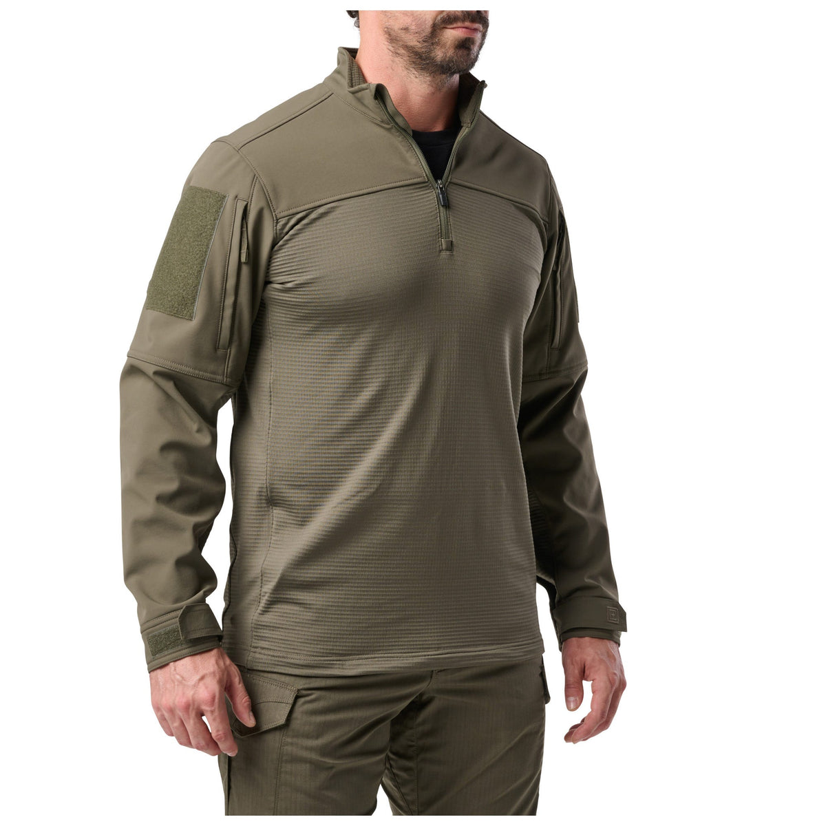 5.11 Cold Weather Rapid Ops Shirt i Ranger Green med kvartslång dragkedja