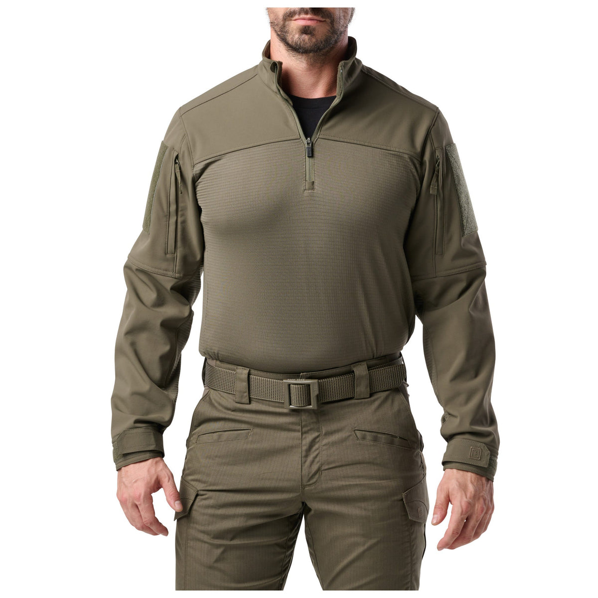 5.11 Cold Weather Rapid Ops Shirt i Ranger Green med kvartslång dragkedja