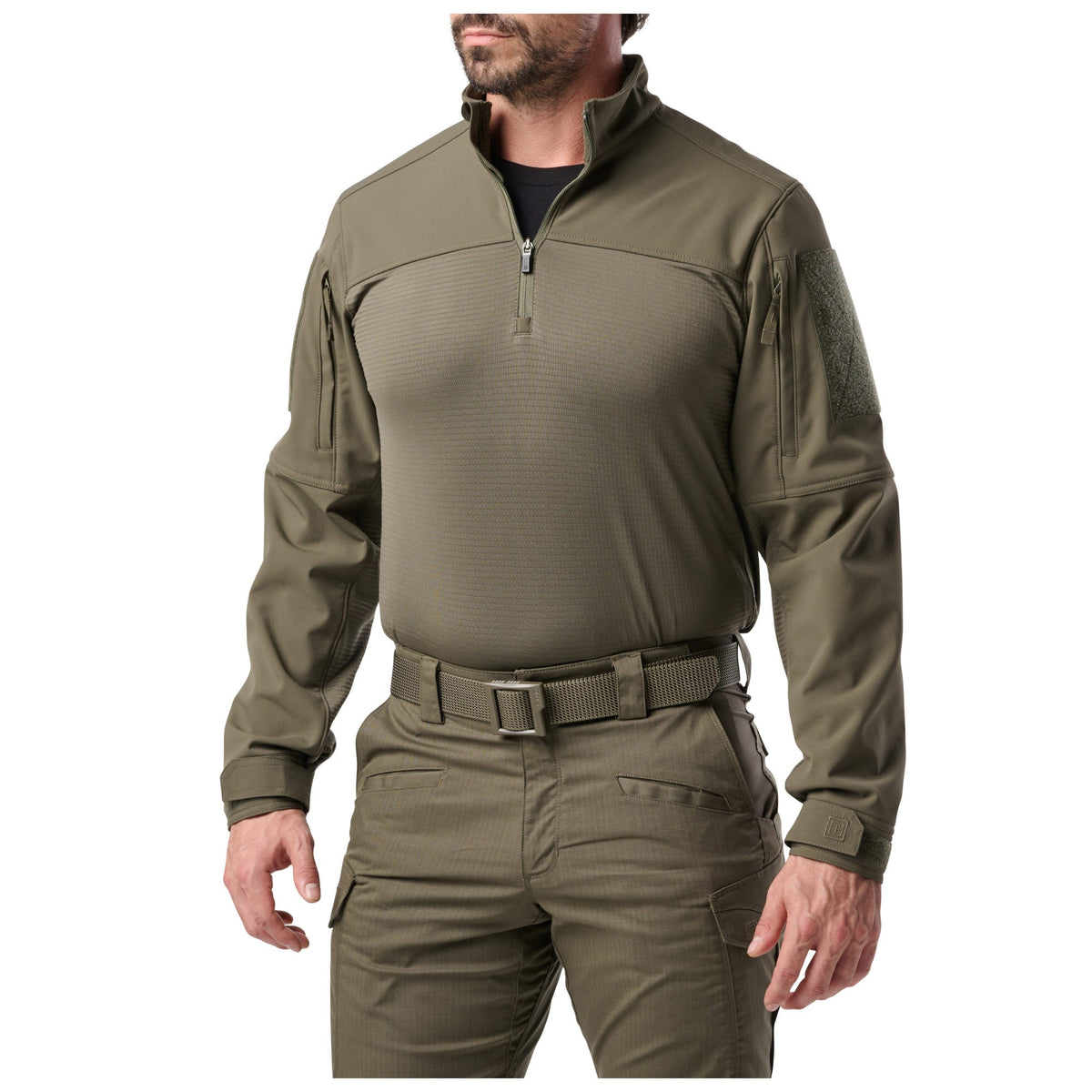 5.11 Cold Weather Rapid Ops Shirt i Ranger Green med kvartslång dragkedja