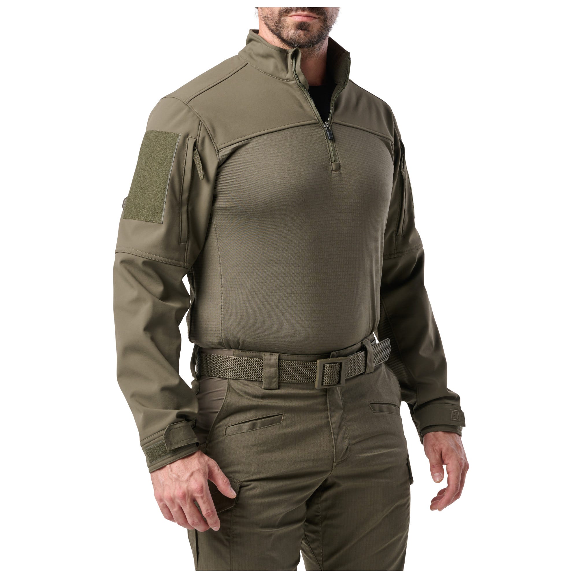 5.11 Cold Weather Rapid Ops Shirt i Ranger Green med kvartslång dragkedja