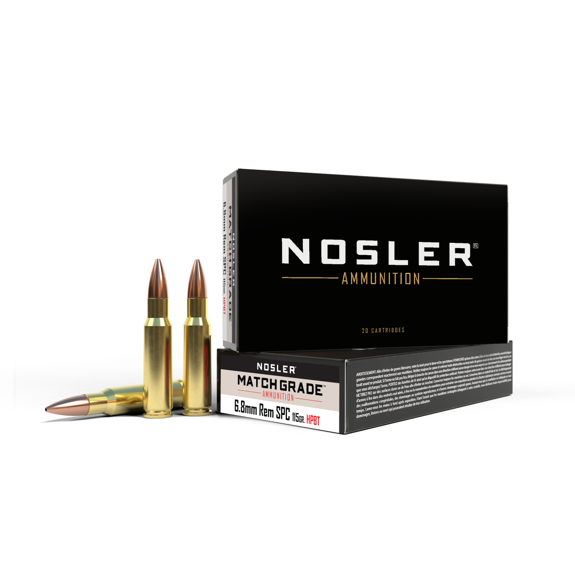 Nosler - Match Grade Ammunition - 6.8 SPC - 115gr - CC HPBT - 20/ask