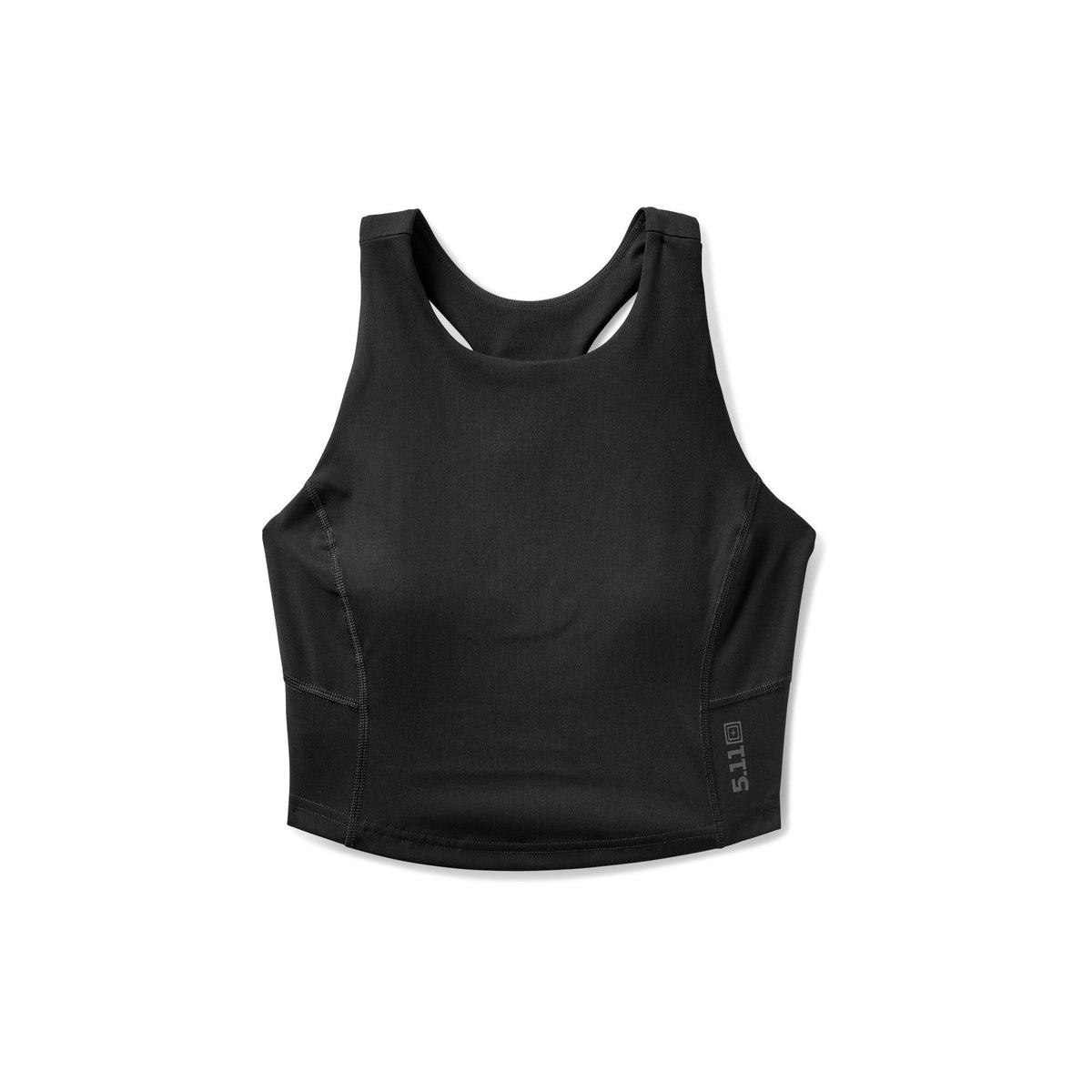 5.11 Women's Max Effort Long Line Bra Tank i Black, långt träningslinne med hög hals och T-back