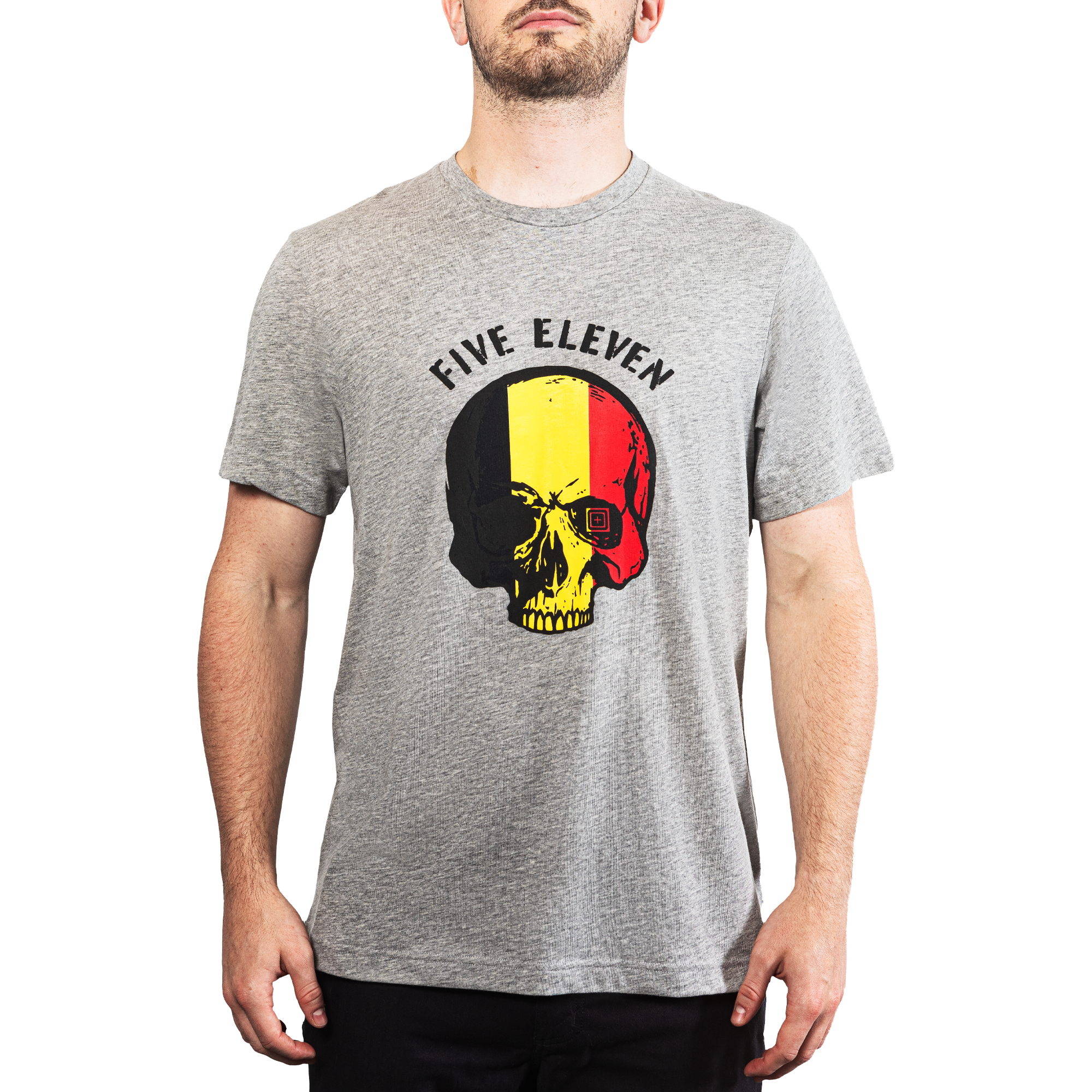 5.11 Patriotic Skull Tee Belgium, kortärmad herr-T-shirt i Heather Gray