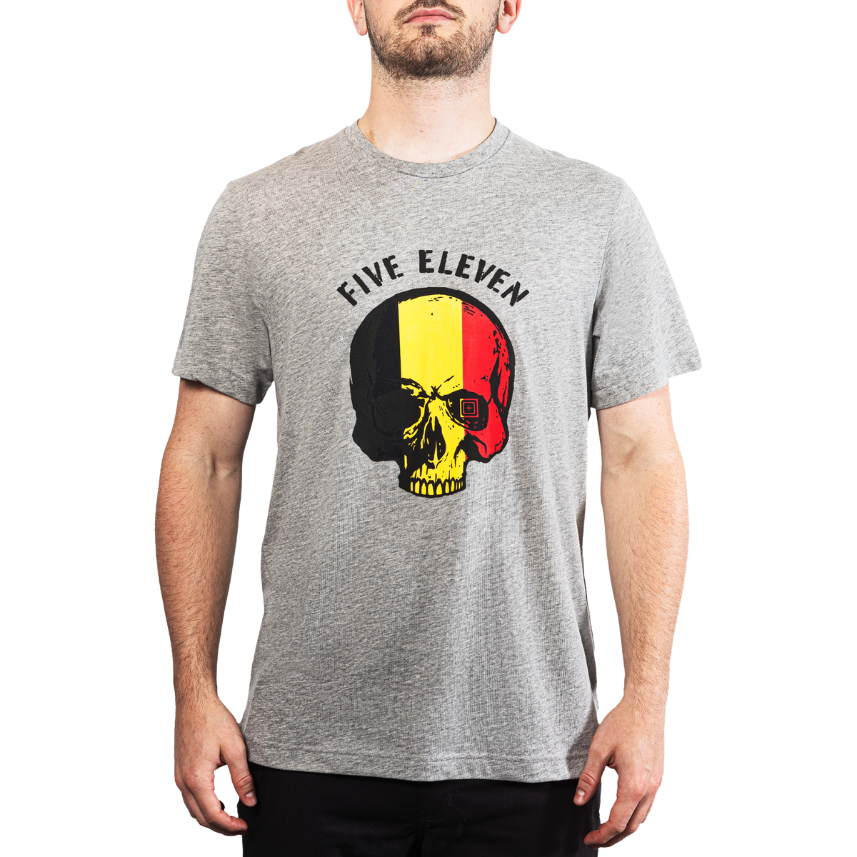 5.11 Patriotic Skull Tee Belgium, kortärmad herr-T-shirt i Heather Gray
