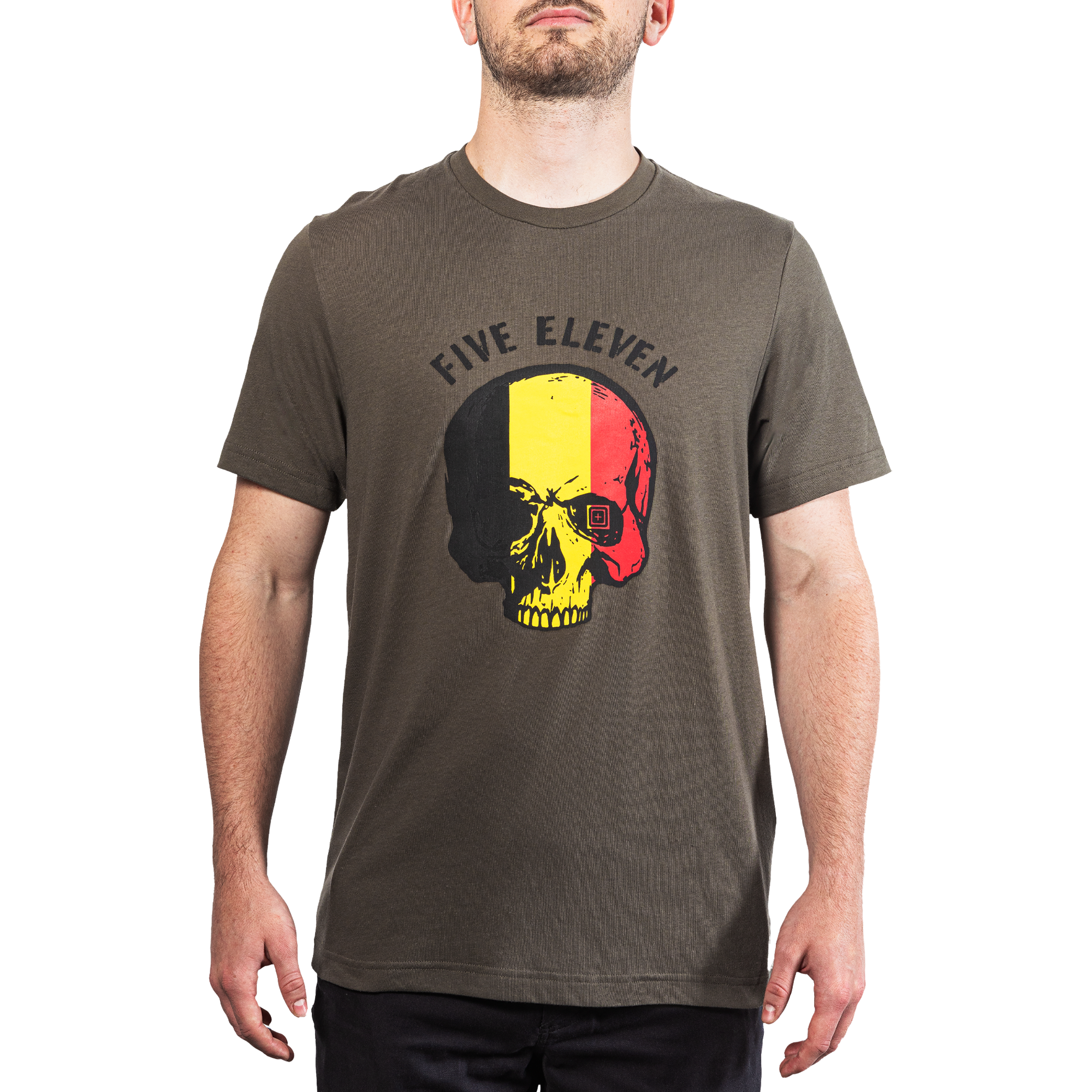 5.11 Patriotic Skull Tee Belgium, kortärmad herr-T-shirt i Ranger Green