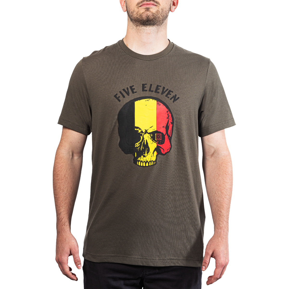 5.11 Patriotic Skull Tee Belgium, kortärmad herr-T-shirt i Ranger Green