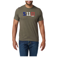 5.11 France Fill Tee kortärmad T-shirt i Ranger Green med France 5.11-motiv