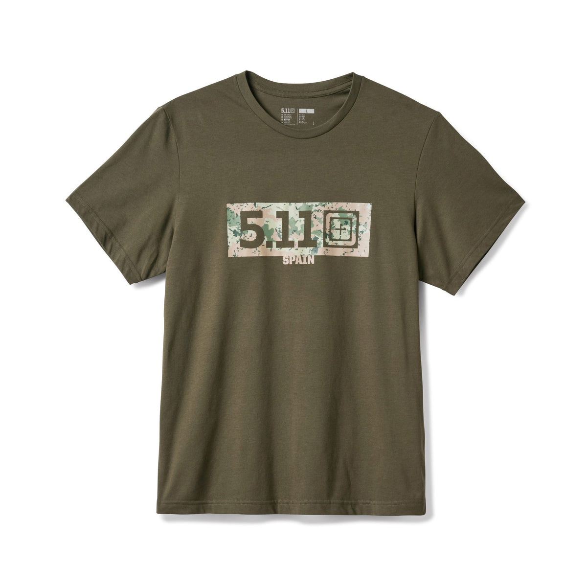 5.11 Camo Fill Spain Tee i Ranger Green med sliten grafik