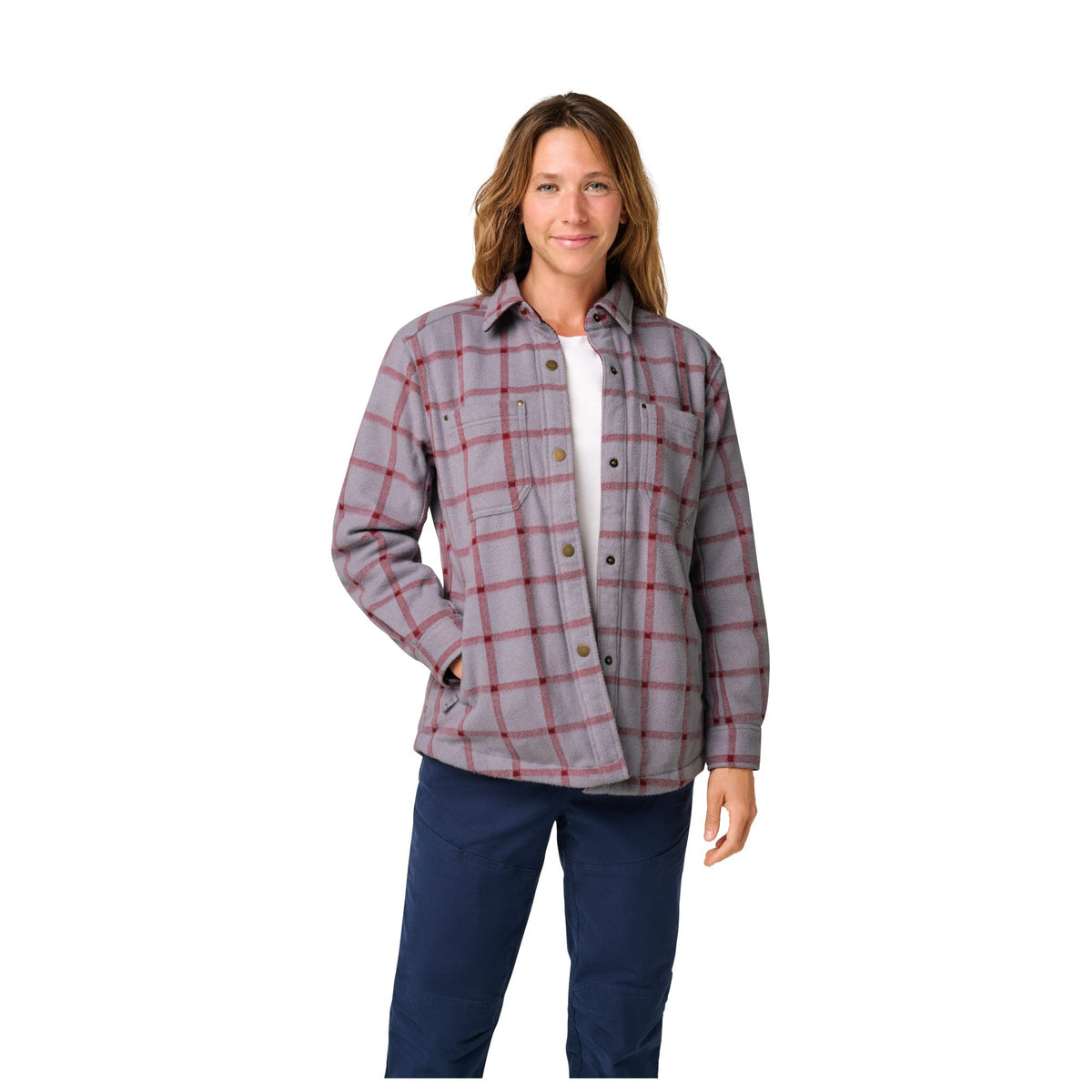 5.11 Tactical Women's Carmen Shirt Jacket i Lilac Grey Plaid, skjortjacka för dam