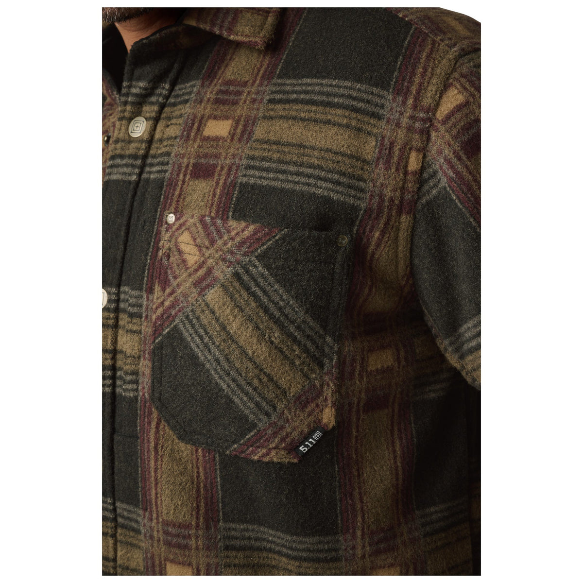 5.11 Tactical Frontier Shirt Jacket Black Plaid, skjortjacka