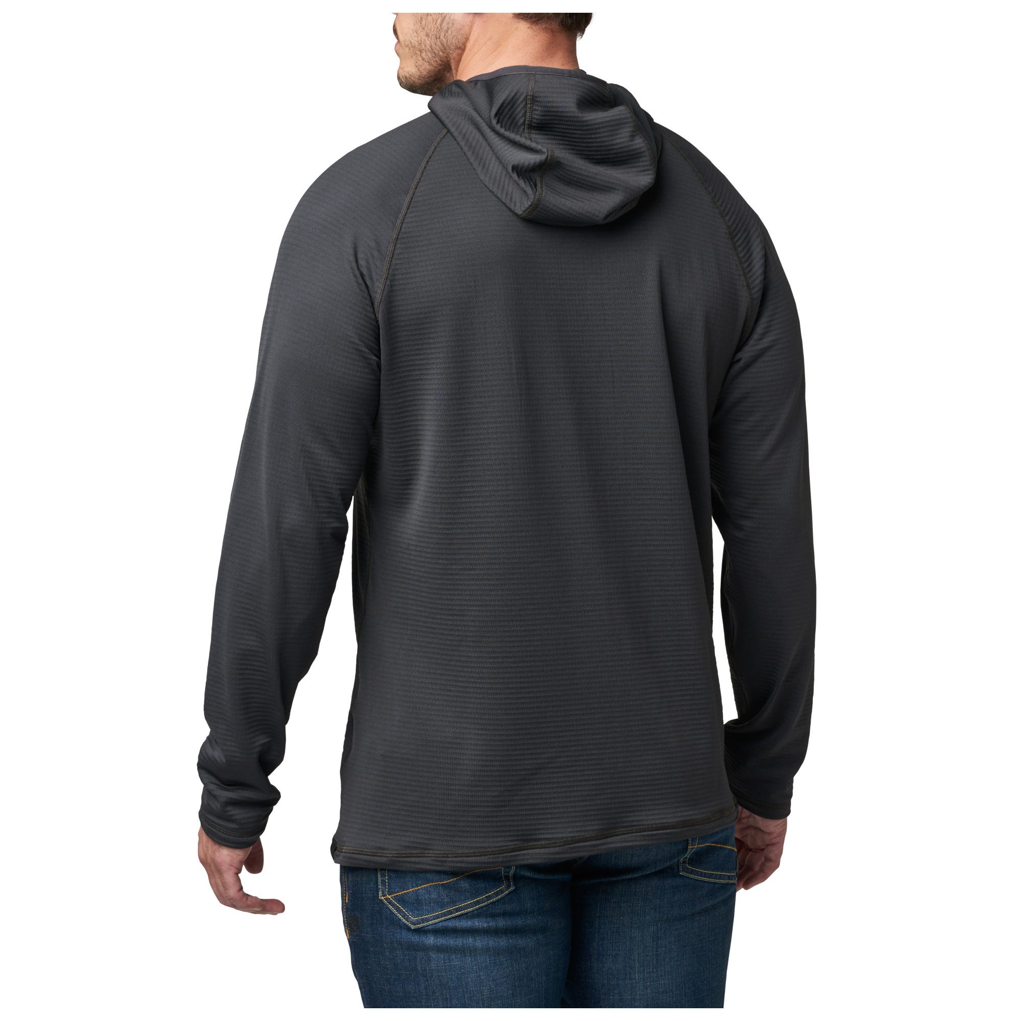 5.11 Stratos Long Sleeve Hoodie i Volcanic, långärmad huvtröja med formad huva