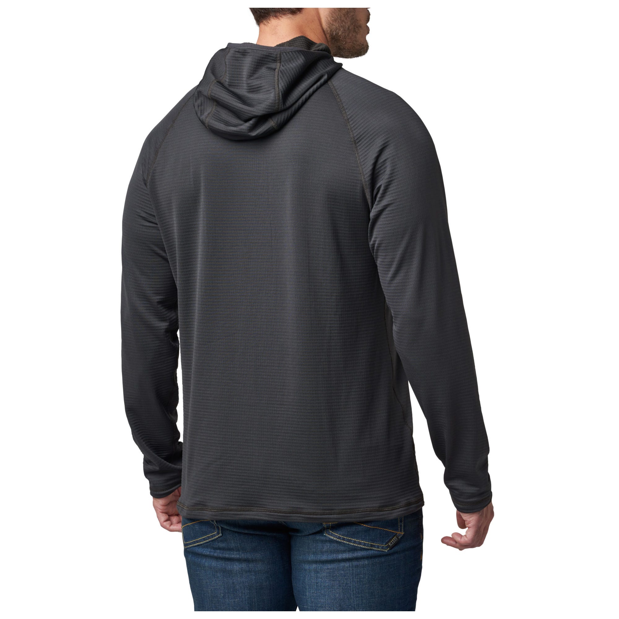5.11 Stratos Long Sleeve Hoodie i Volcanic, långärmad huvtröja med formad huva