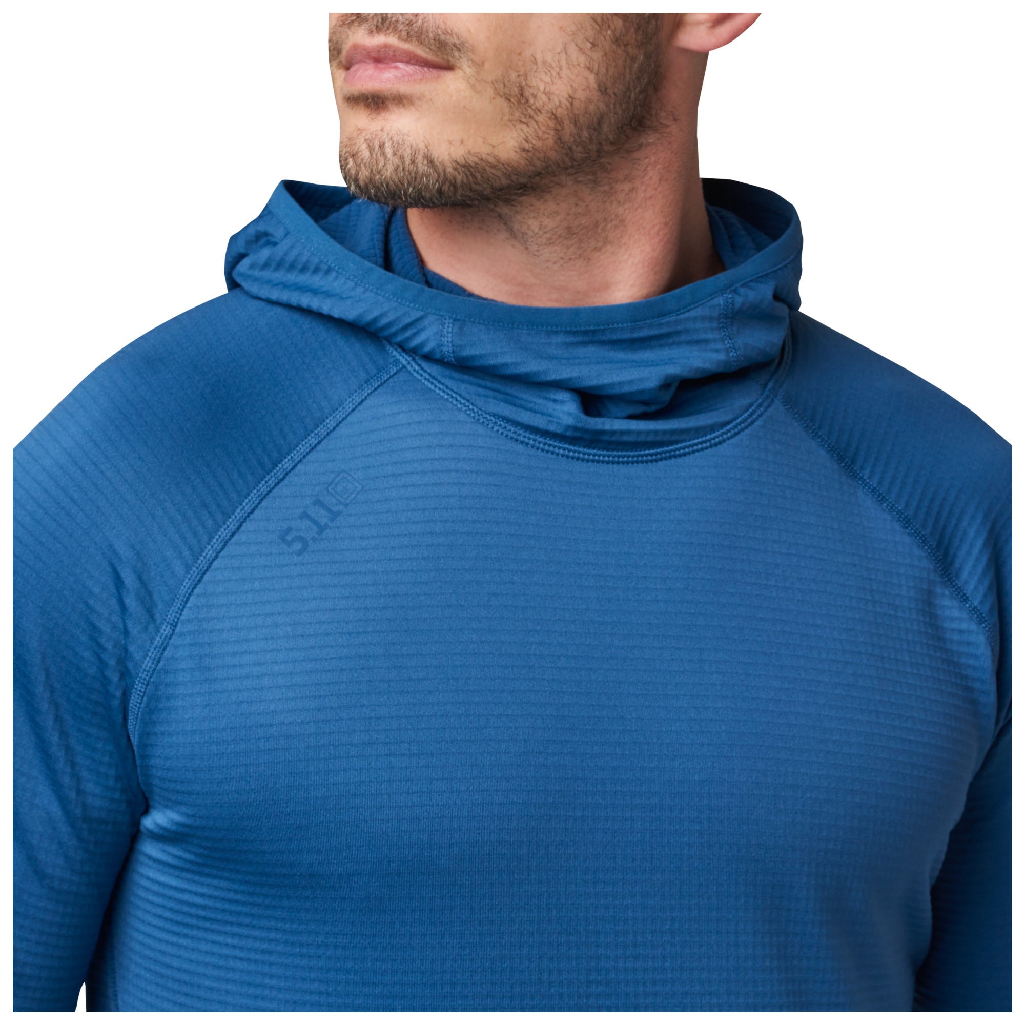 5.11 Stratos Long Sleeve Hoodie i Volcanic, långärmad huvtröja med formad huva