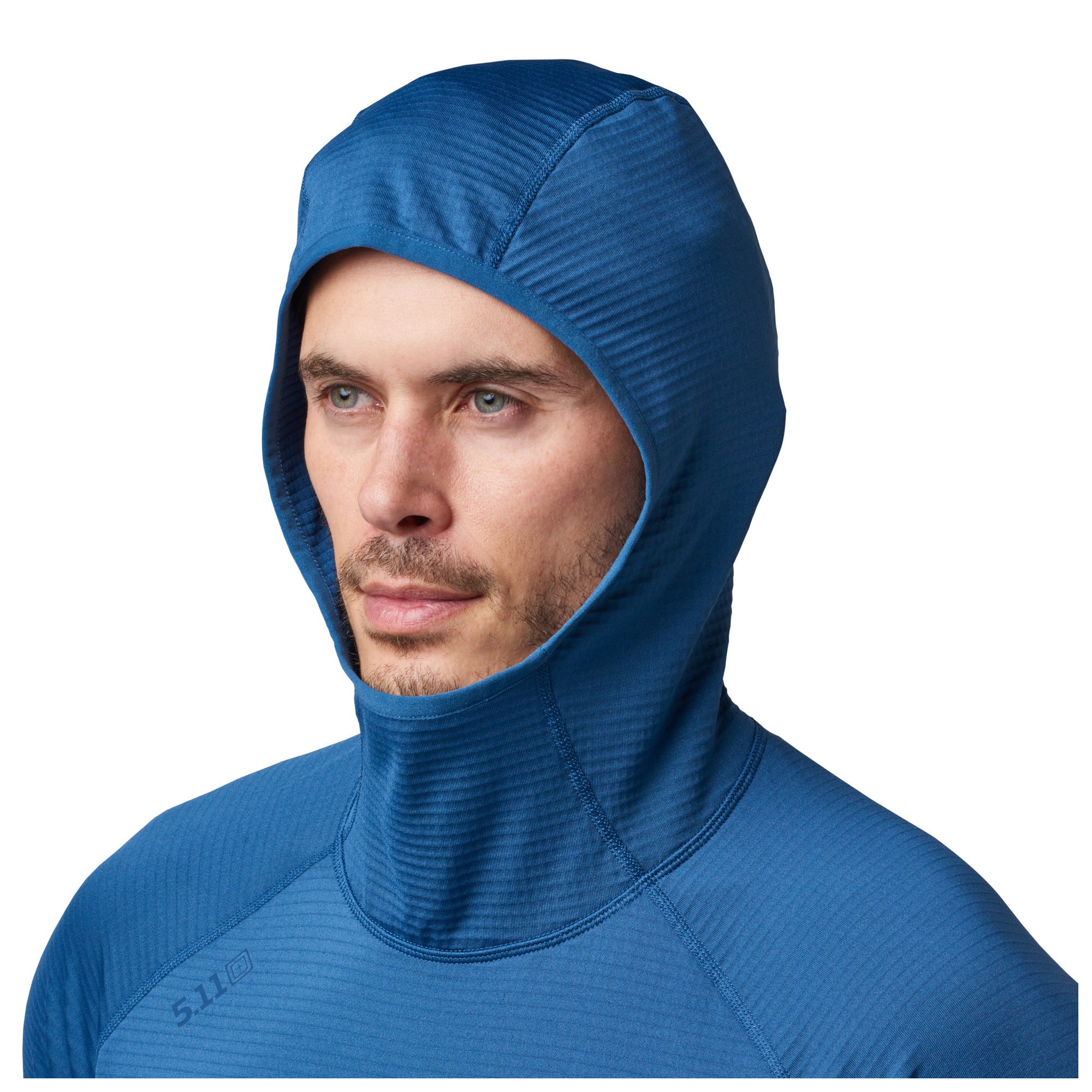 5.11 Stratos Long Sleeve Hoodie i Volcanic, långärmad huvtröja med formad huva