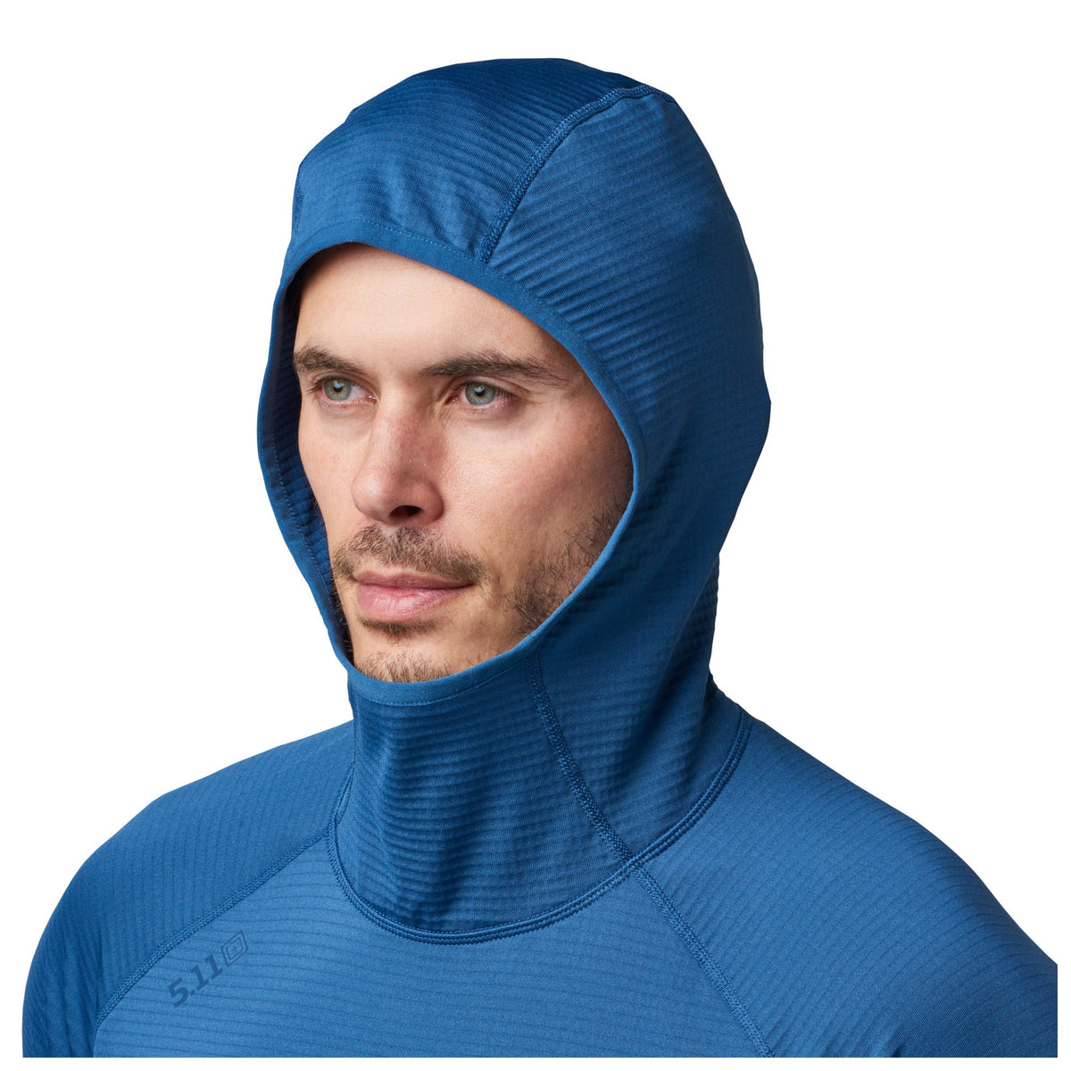 5.11 Stratos Long Sleeve Hoodie i Volcanic, långärmad huvtröja med formad huva