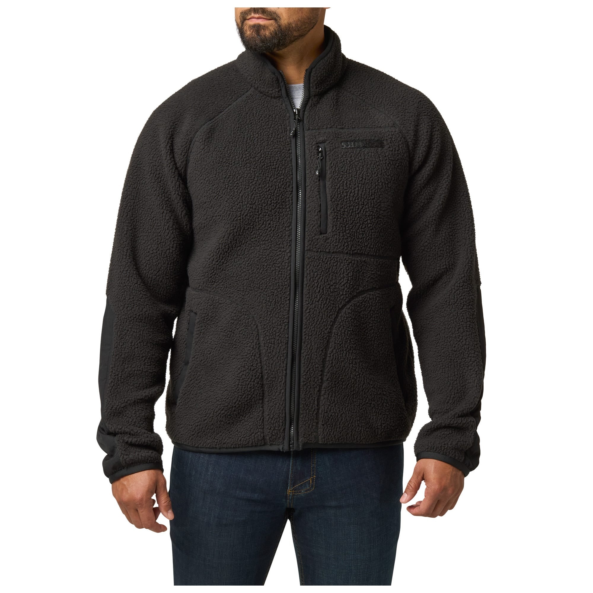 5.11 HQ Tech Fleece Jacket i Black med handfickor och bröstficka