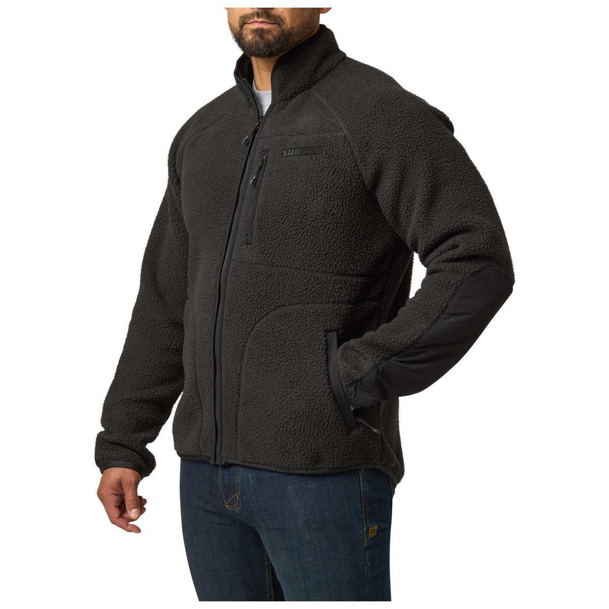 5.11 HQ Tech Fleece Jacket i Black med handfickor och bröstficka