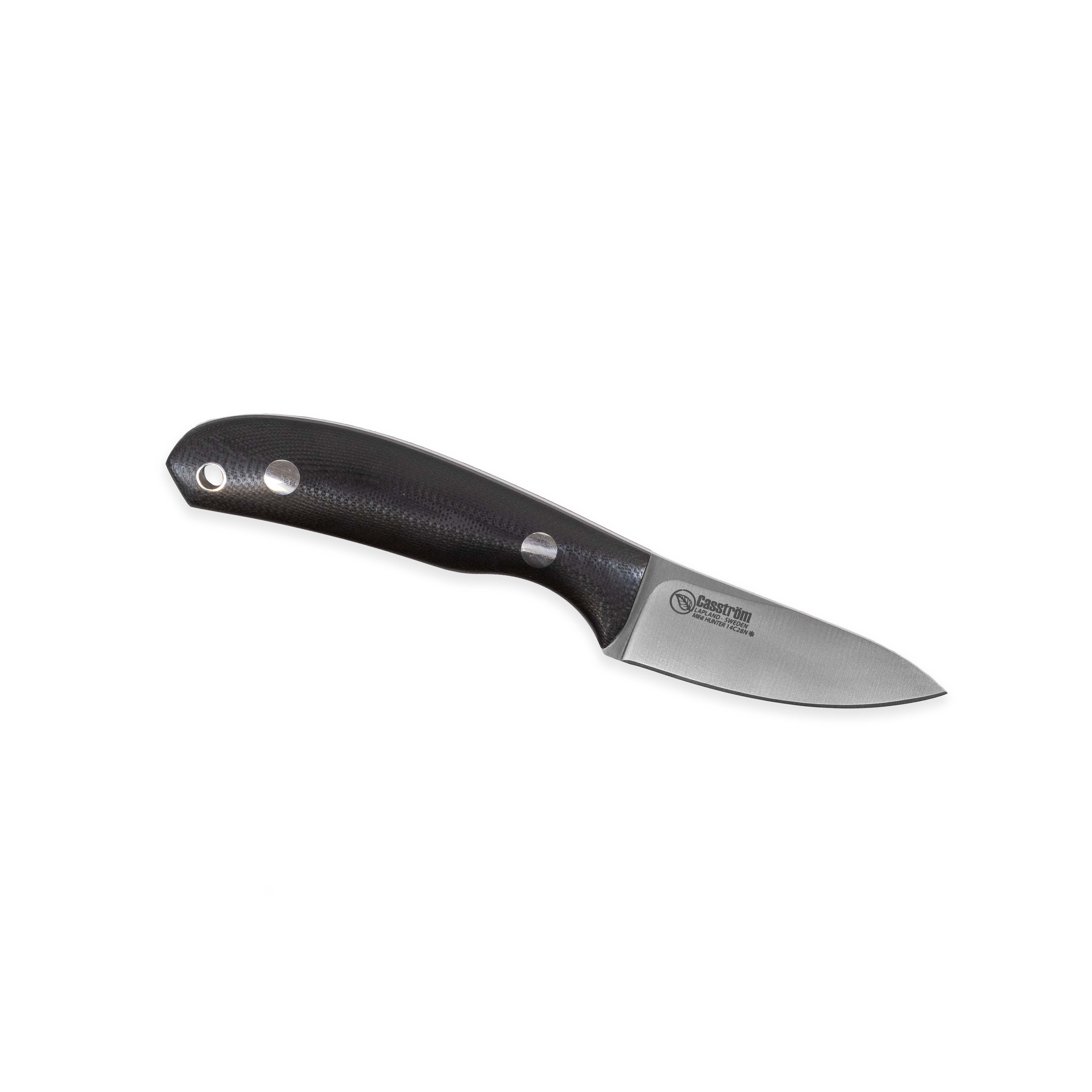 Casström Safari Mini Hunter kniv Svart G10, slida i läder – bild 2