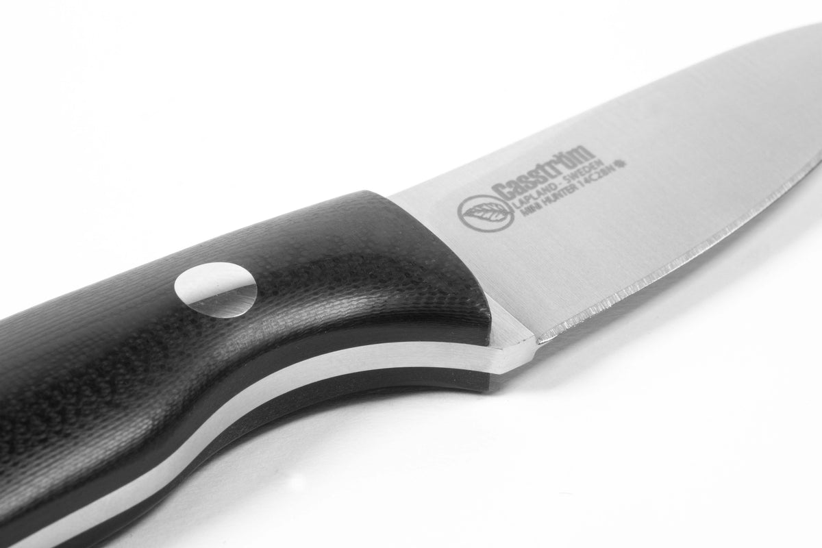 Casström Safari Mini Hunter kniv Svart G10, slida i läder – bild 4