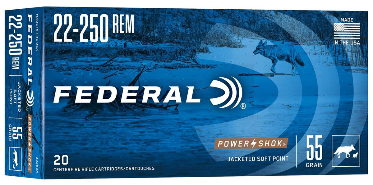 Federal - 22-250 Rem - Power-Shok - 55 gr - Jacketed SP - 20/Box