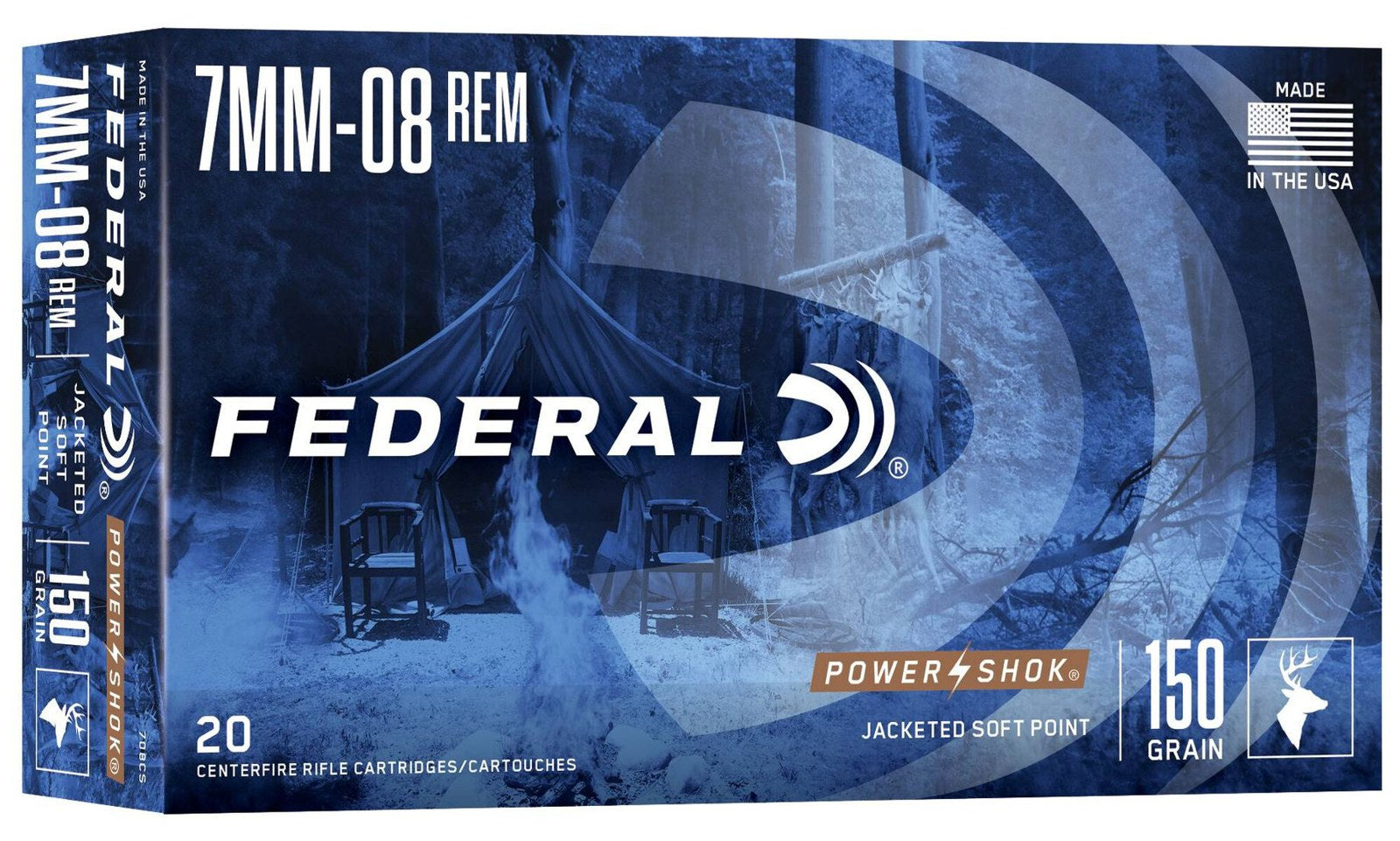 Federal - 7mm-08 Rem - Power-Shok - 150 gr - Jacketed SP - 20/Box