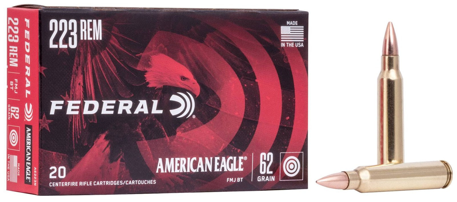 Federal - 223 Rem - American Eagle - 62 gr - FMJ BT - 20/Box