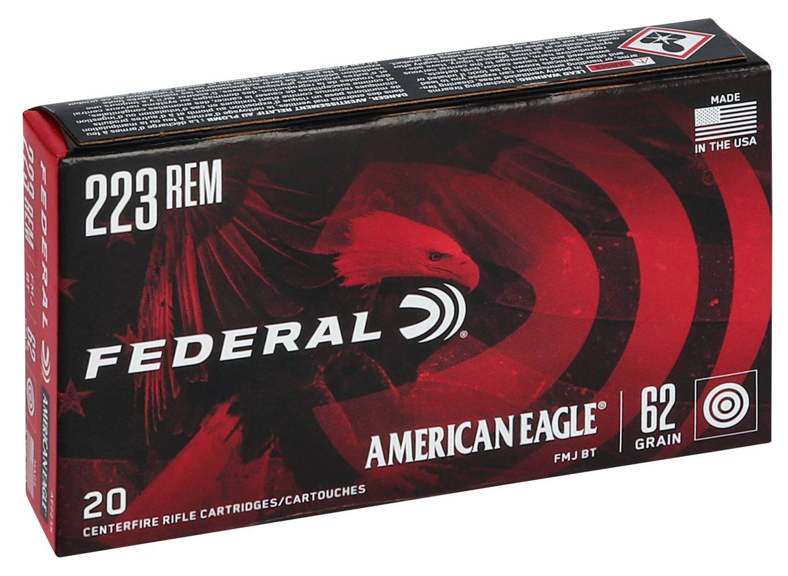 Federal - 223 Rem - American Eagle - 62 gr - FMJ BT - 20/Box