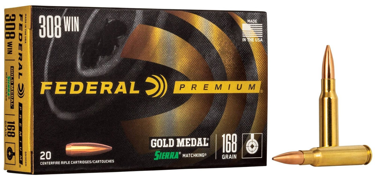 Federal - 308 Win - Gold Medal - 168 gr - Sierra MatchKing BTHP - 20/Box