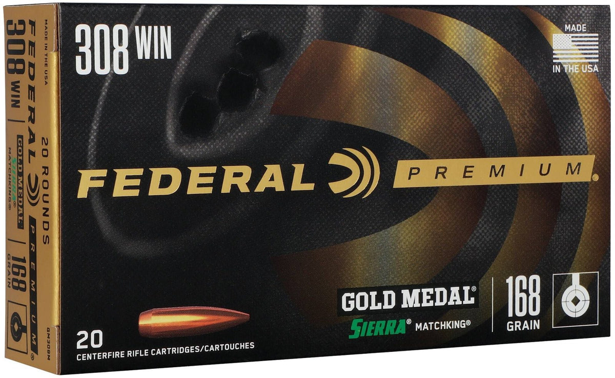 Federal - 308 Win - Gold Medal - 168 gr - Sierra MatchKing BTHP - 20/Box