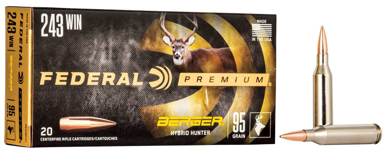 Federal - 243 Win - Premium - 95 gr - Berger Hybrid Hunter - 20/Box