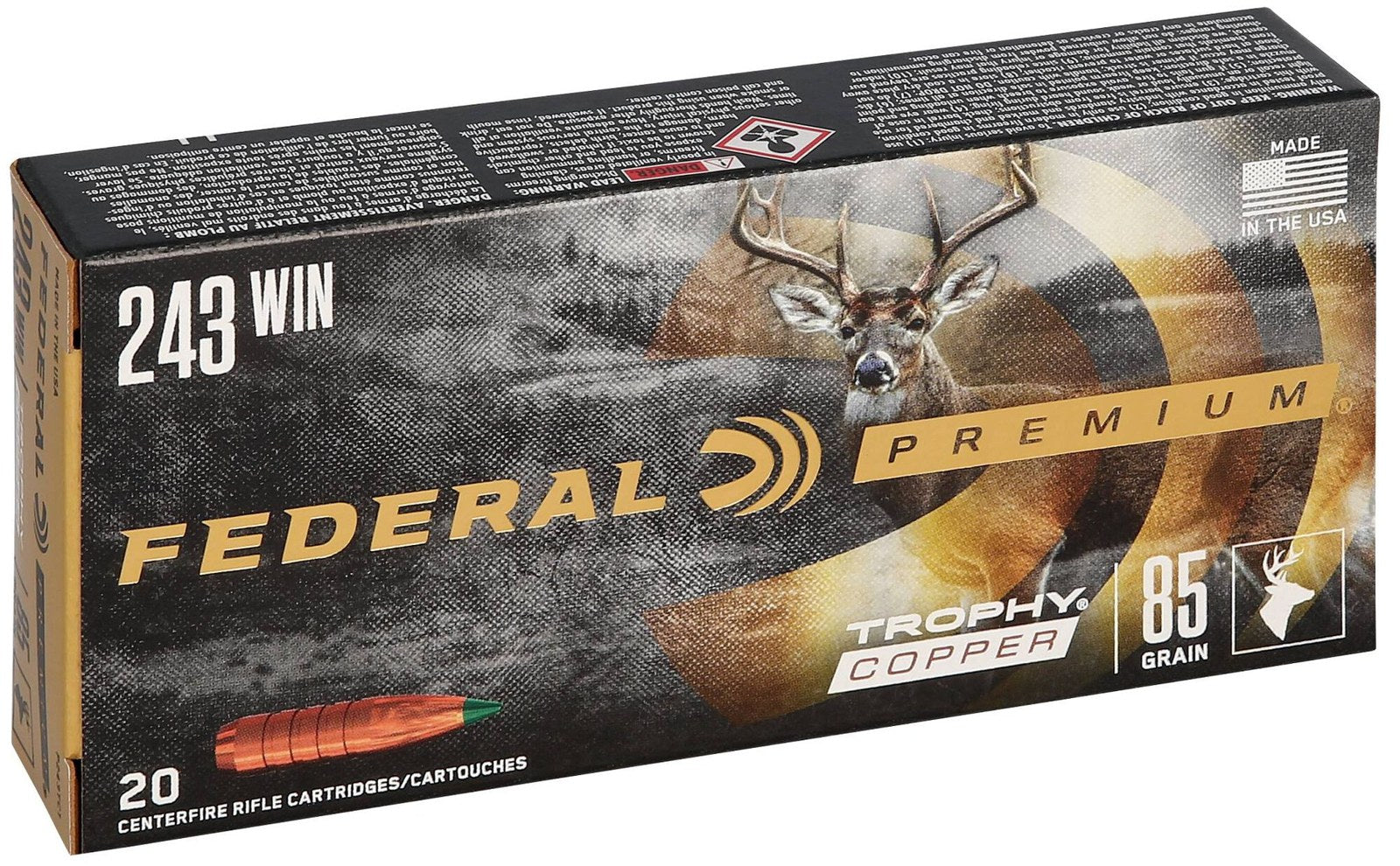 Federal - 243 Win - Premium - 85 gr - Trophy Copper - 20/Box