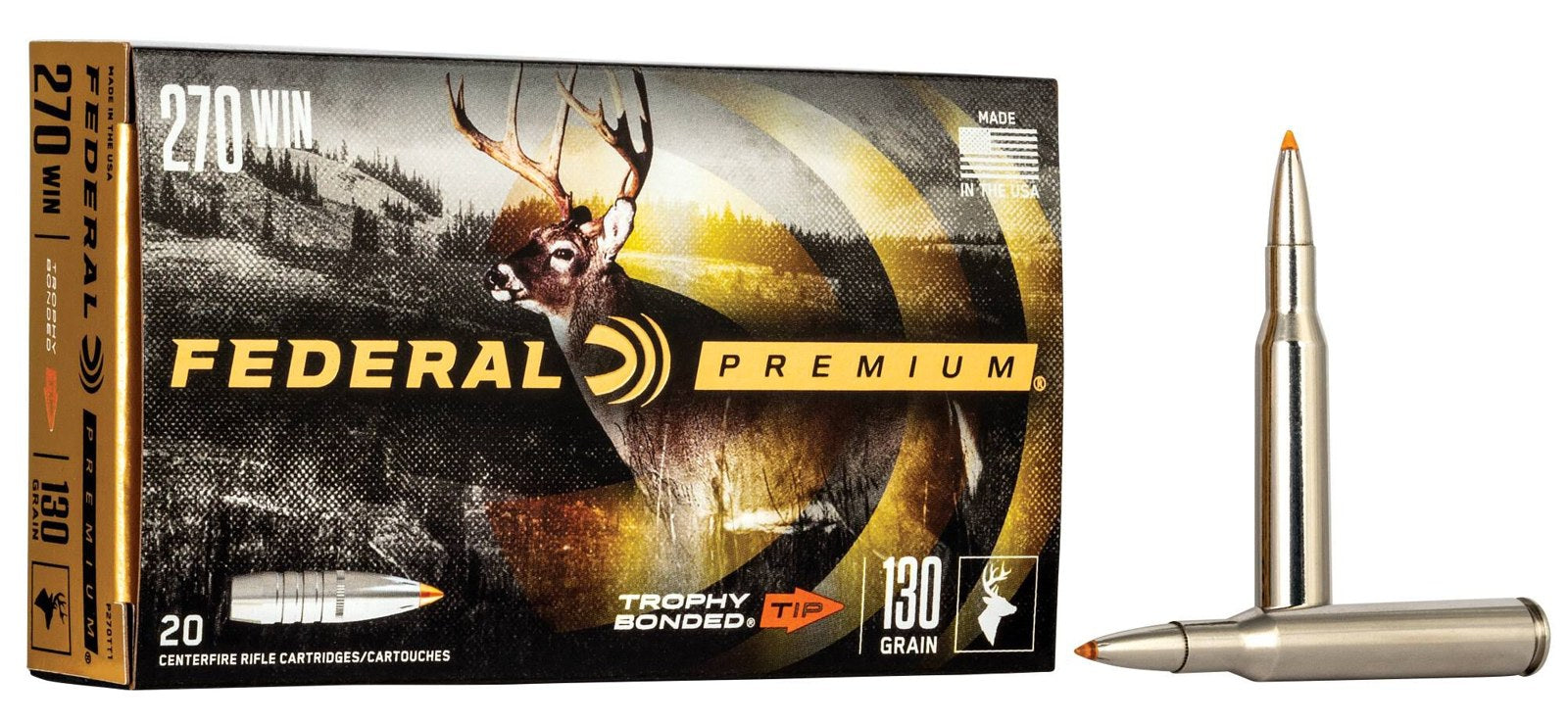Federal - 270 Win - Premium - 130 gr - Trophy Bonded Tip - 20/Box