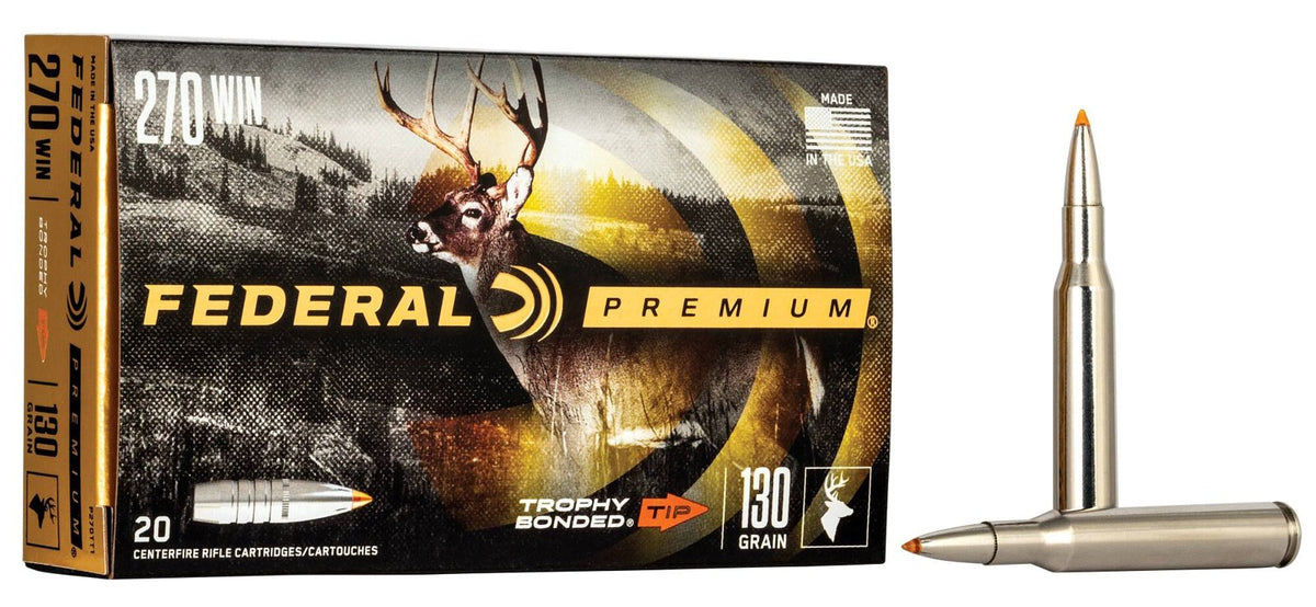 Federal - 270 Win - Premium - 130 gr - Trophy Bonded Tip - 20/Box