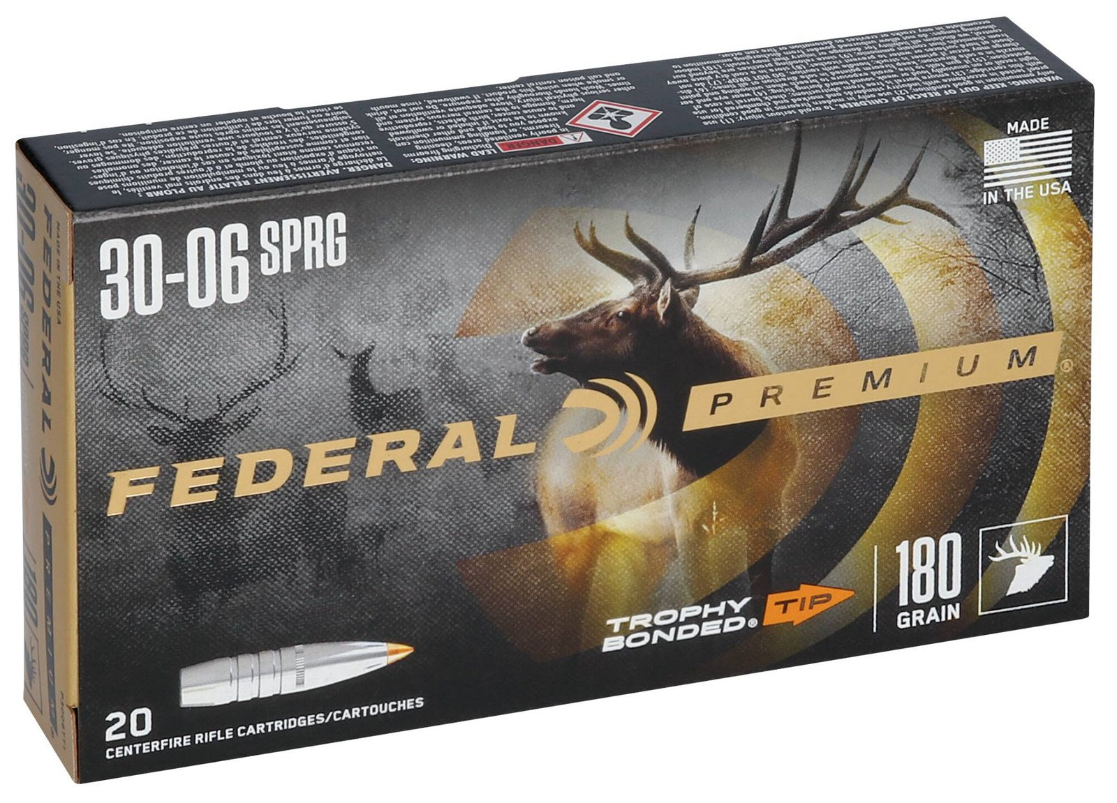 Federal - 30-06 Sprg - Premium - 180 gr - Trophy Bonded Tip - 20/Box