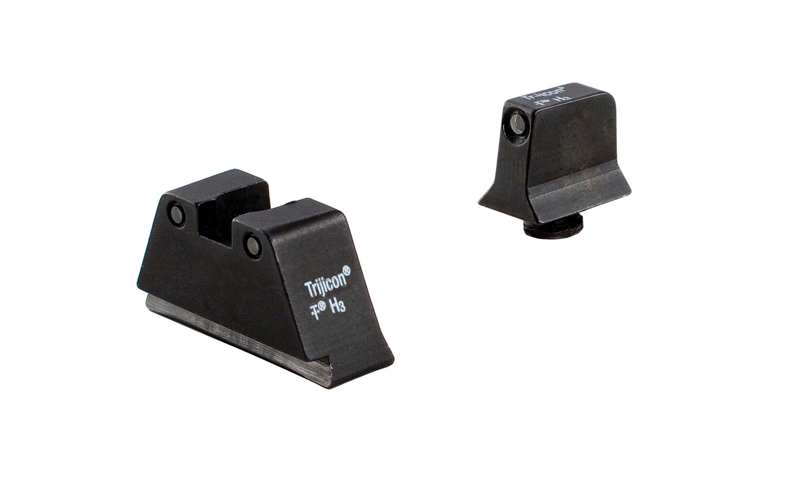 Trijicon upphöjt sikteset med svarta siktesdelar och gröna tritiumlampor för Glock
