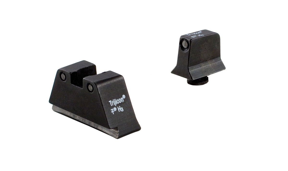Trijicon upphöjt sikteset med svarta siktesdelar och gröna tritiumlampor för Glock